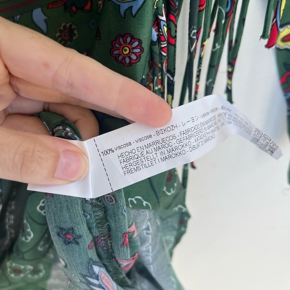 ZARA Green Paisley Fringe Tunic Dress Size Small - Picture 4 of 6